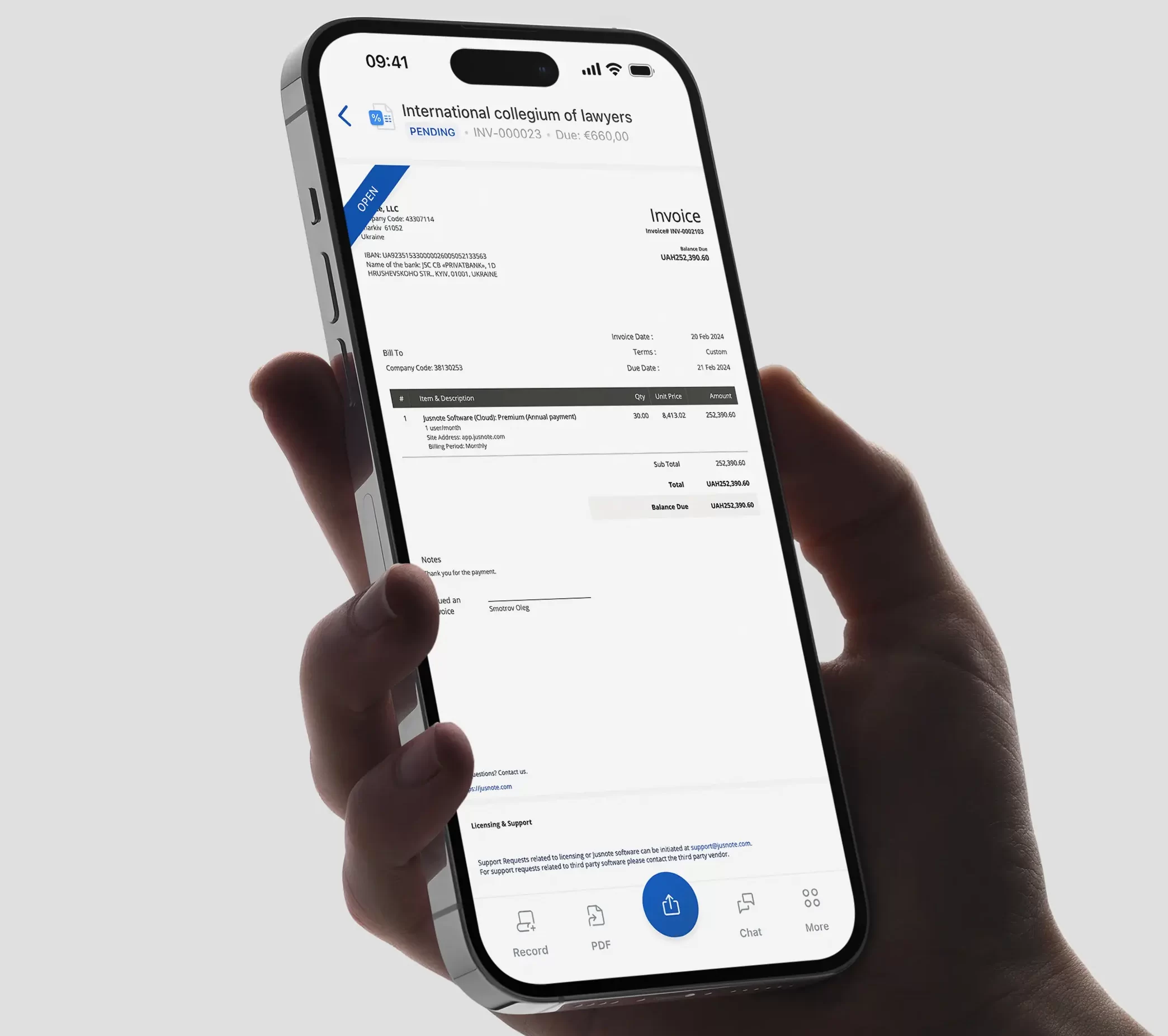 Jusnote has introduced the all-new invoicing module for IOS and Android.